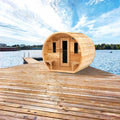 LeisureCraft CT Elation Barrel Sauna 4 Person Flat Floor Outdoor Sauna