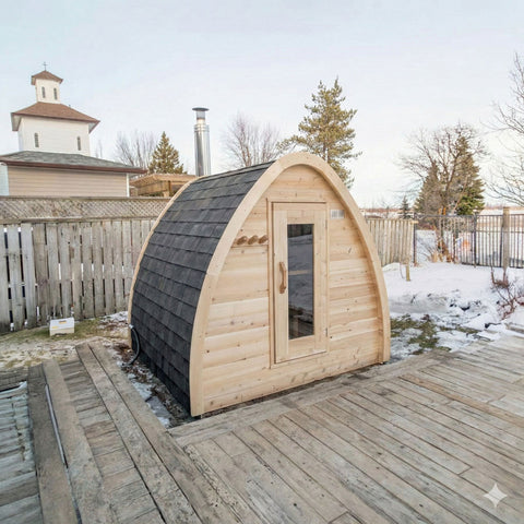 LeisureCraft CT MiniPOD Sauna 4 Person Eastern White Cedar Outdoor Sauna