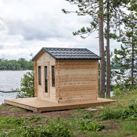 LeisureCraft CT Cabin Sauna 3 to 6 Person Eastern White Cedar Outdoor Sauna