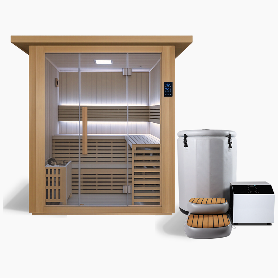 Revive 4 Person Traditional Sauna and Inflatable Barrel Plunge Package image 1