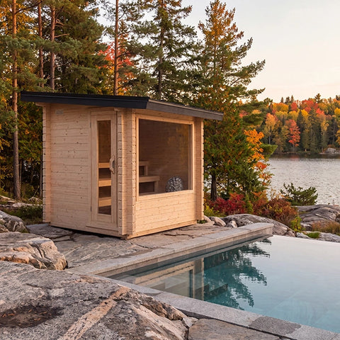 LeisureCraft CT Avalon Sauna 8x8 Three Tier Eastern White Cedar Outdoor Sauna